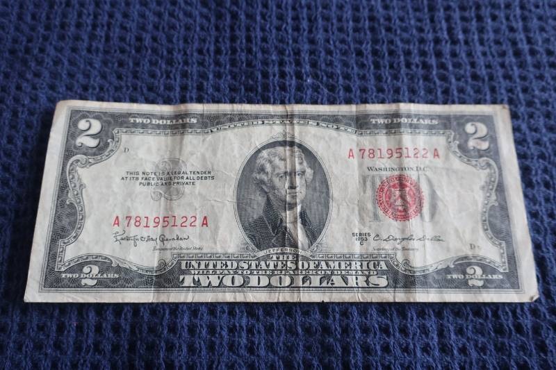 lot 457 image: 1953 C Series Red Seal $2 Bill
