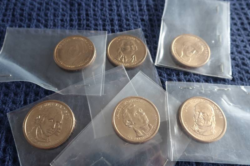 lot 463 image: First 6 Presidential $1 Coins - Circulated