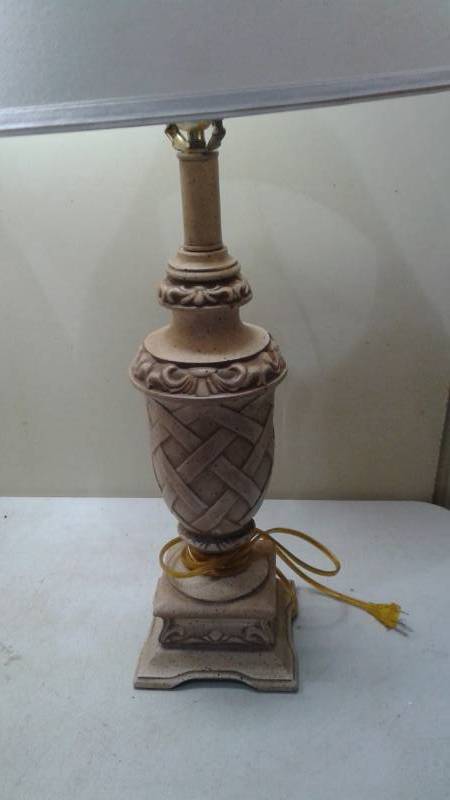 lot 36 image: Pair of Able Cast Metal Lamps, Used, Work