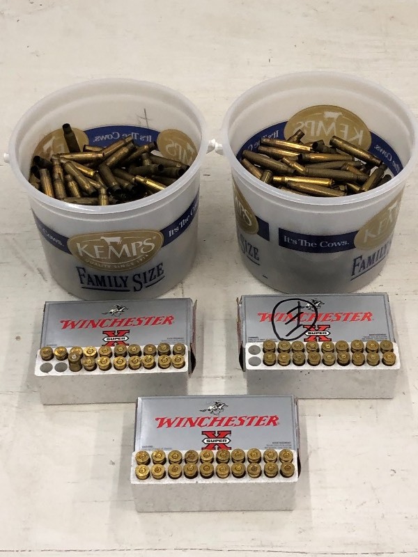 (2) Pales Of Spent Rifle Casings