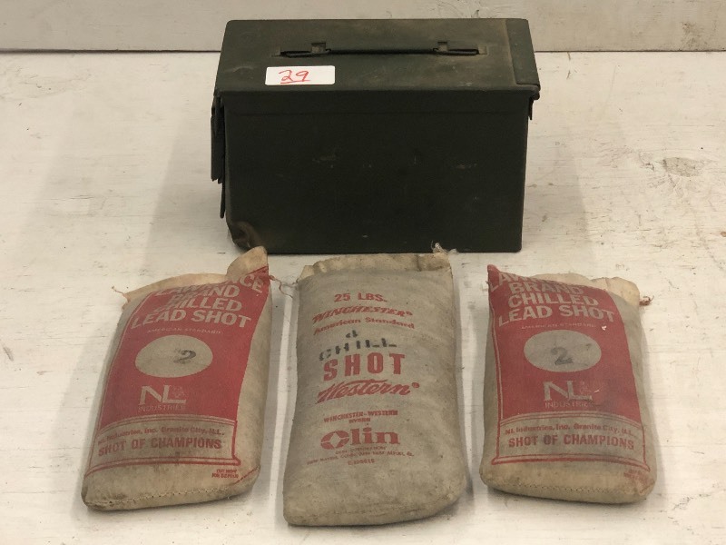 Steel Ammo Can With (3) 25# Bags Of Reloading Shot