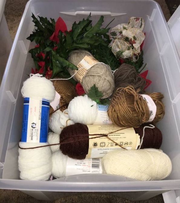 lot 38 image: Bin with Yarn and More
