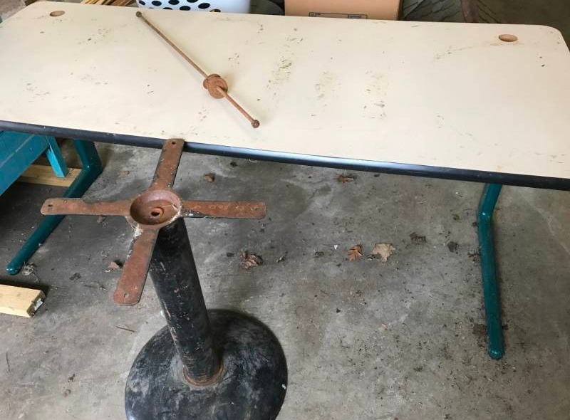 lot 60 image: DeskWorkbench and Bar Table Base
