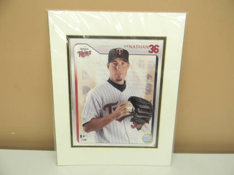 lot 21 image: JOE NATHAN MLB CERTIFIED OFFICIAL 8 BY 10 MATTED PICTURE READY FOR A FRAME, IN ORIGINAL PLASTIC WRAP - NICE PIECE - SEE PICTURES