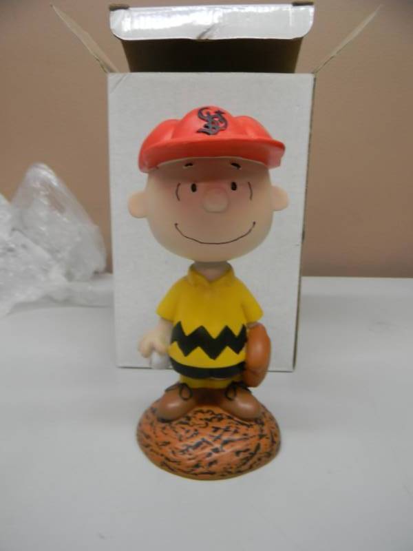 lot 56 image: RARE - CHARLIE BROWN ST PAUL SAINTS BOBBLEHEAD - NEW IN BOX - AWESOME PIECE - VERY COLLECTIBLE - SEE PICTURES