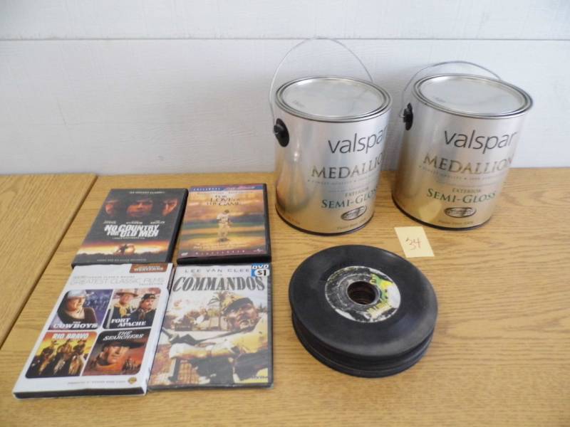 lot 34 image: 2 Gallons Non-Tinted Paint - DVDs