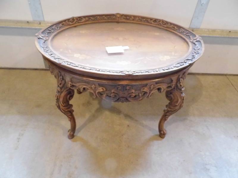 lot 129 image: Antique Wood Carved Table