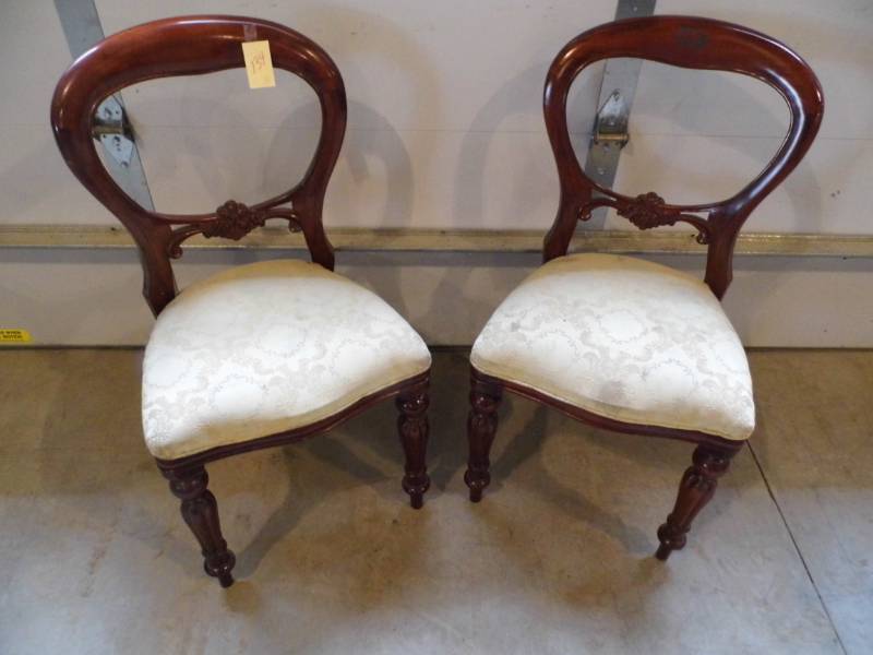 lot 134 image: Pair Antique Scottish Wood Side Chairs