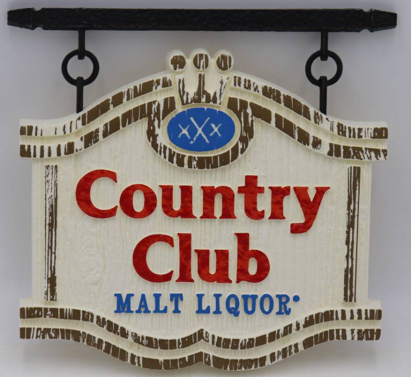 lot 35 image: Vintage Country Club Malt Liquor Sign