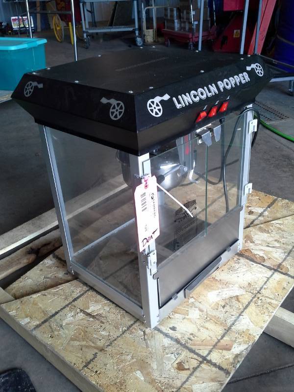 lot 128 image: Lincoln Popper 6 ounce Popcorn Machine (Dent on Back Corner)