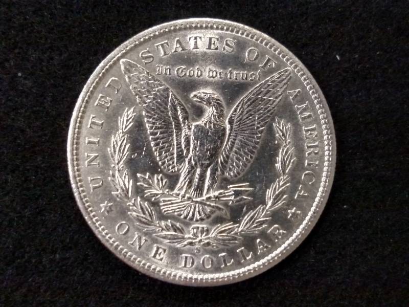 lot 13 image: 1887 S MS Morgan Silver Dollar...