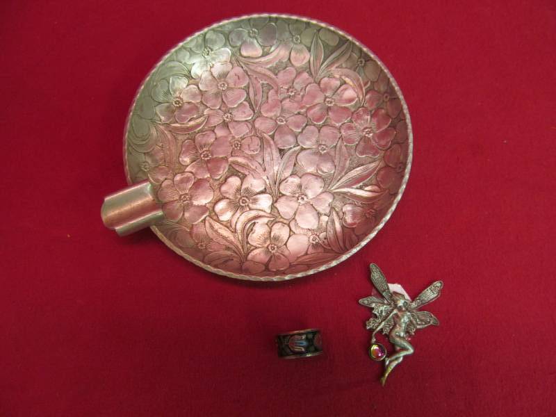 vintage tray,pewterfairy,ring