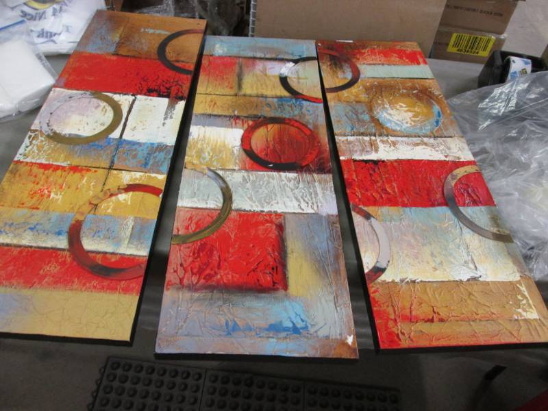 lot 6 image: 3 Panel Canvas Wall Art Retail $74....
