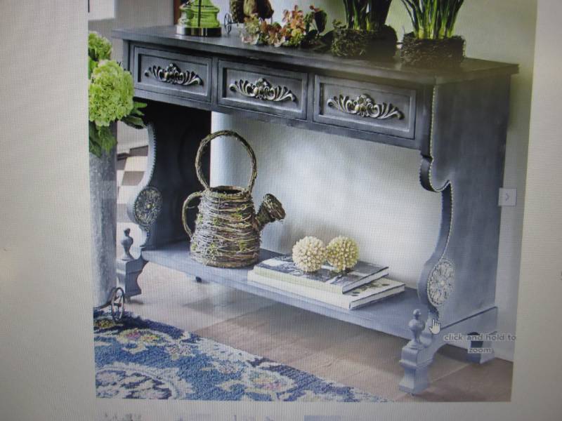 lot 10 image: Gray Ornate Console open box Retail...