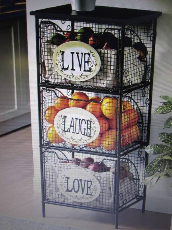 lot 45 image: Live Laugh Love Veggie Bin open box...