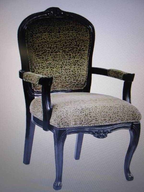 lot 50 image: Leopard Print Carved Chair open box...