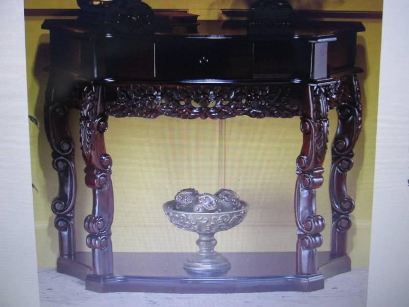 lot 84 image: Carved Curved Console Tableopen box...