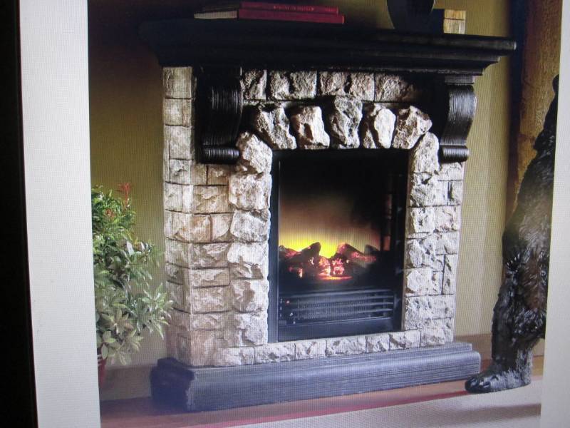 lot 115 image: Faux Stone Fireplace open box Retai...