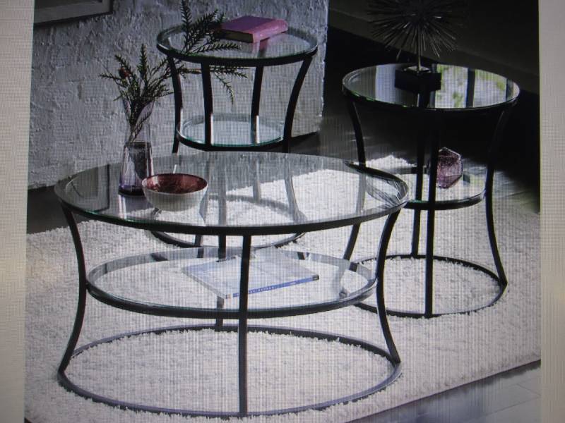 lot 128 image: Circle Table Set open box Retail $1...
