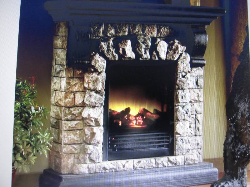 lot 140 image: Faux Stone Fireplace open box Retai...