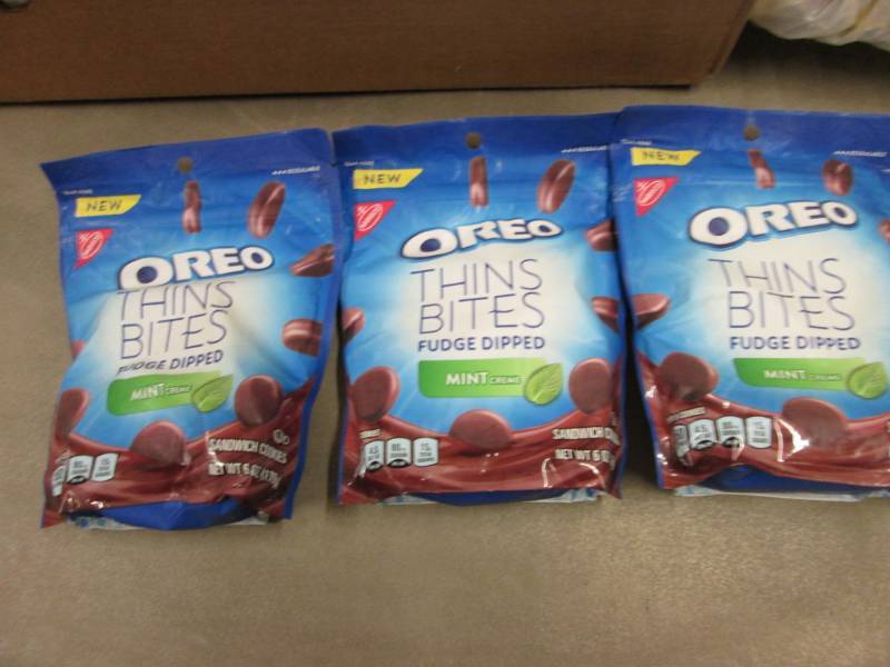 lot 257 image: 3- 6 oz Oreo Thin Bites Mint Cookie...