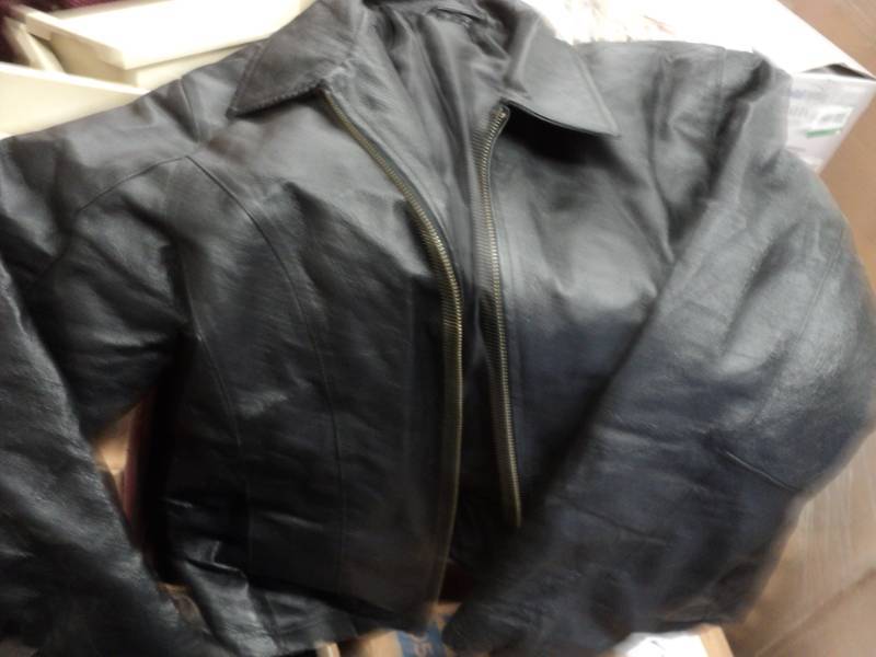 lot 256 image: Black Leather Jacket Size M...