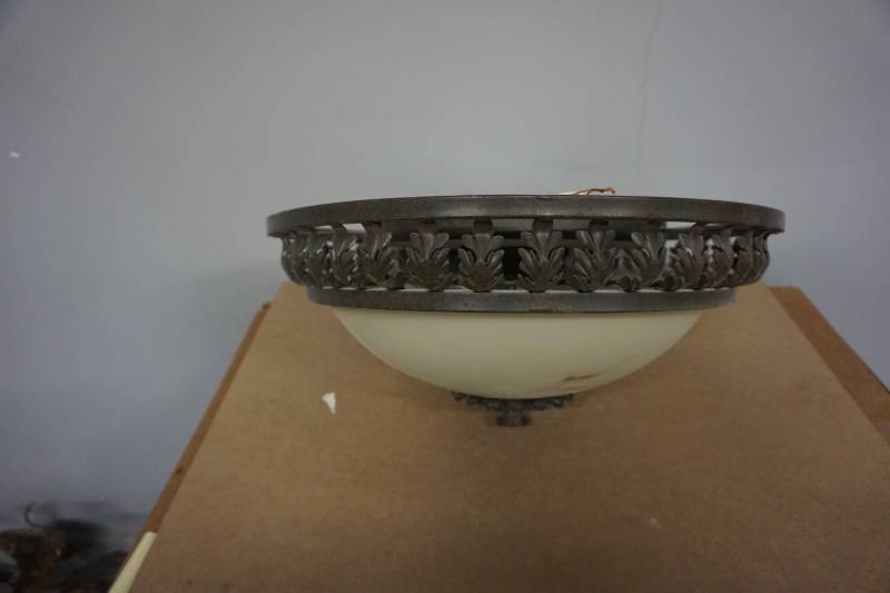lot 104 image: 16 12 Diameter Flush Mount Ceiling Light With Frosted Glass Shade