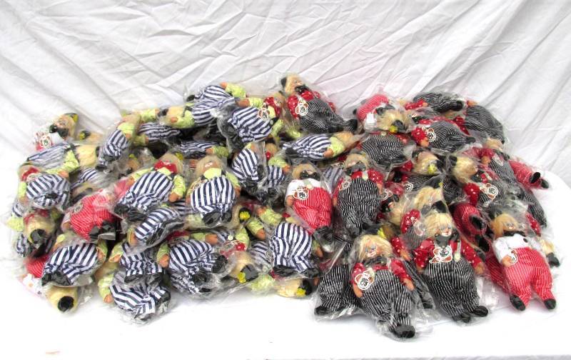 lot 14 image: Huge Lot of New Vintage Plush Stuffed Hobo Clown Dolls