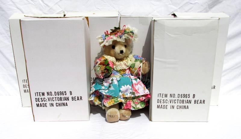 lot 30 image: Lot of 6 New Vintage Coynes and Company Poseable Stuffed Victorian Bears.