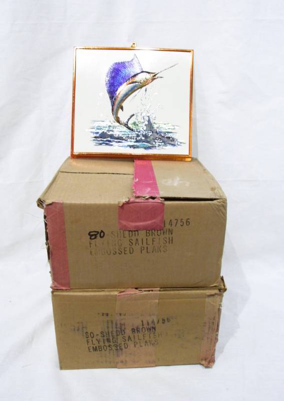 lot 62 image: Huge Lot of New Vintage Sailfish Foil Etch Embossed Plak Prints