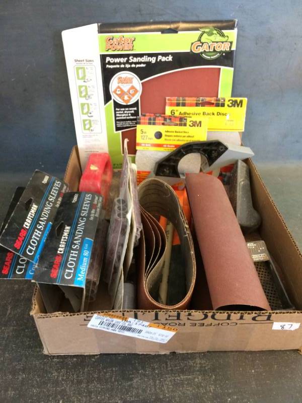 lot 87 image: Sandpaper Sheets, Sleeves, Belts and More