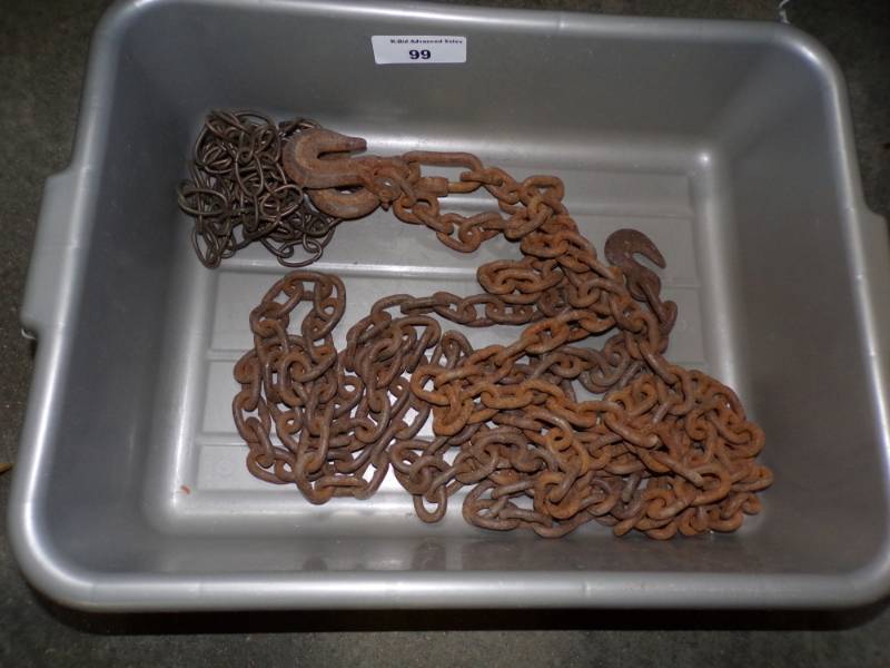 lot 99 image: Tote of 2 Log Chains 9 Long