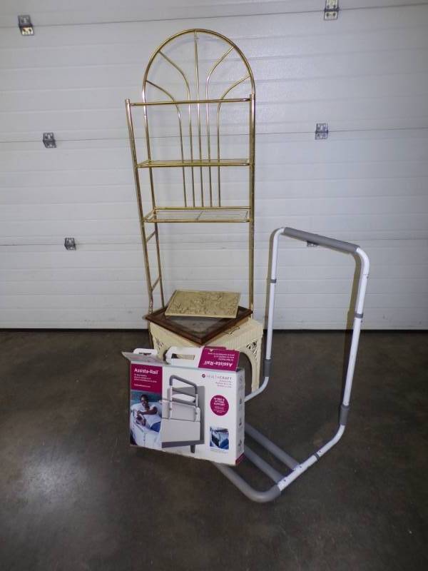 lot 153 image: Bed Rail Assist, Table, Shelf and dcor