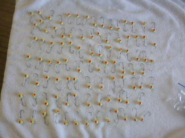 lot 72 image: Yellow Red Eye Jigs