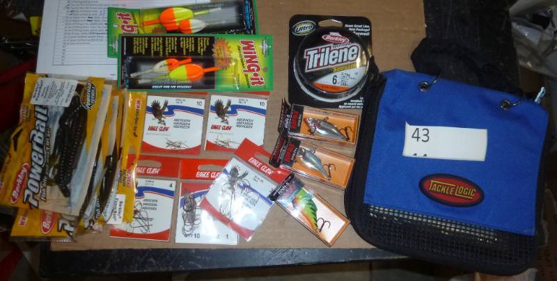 lot 43 image: lot of fishing items, tackle bag, l...