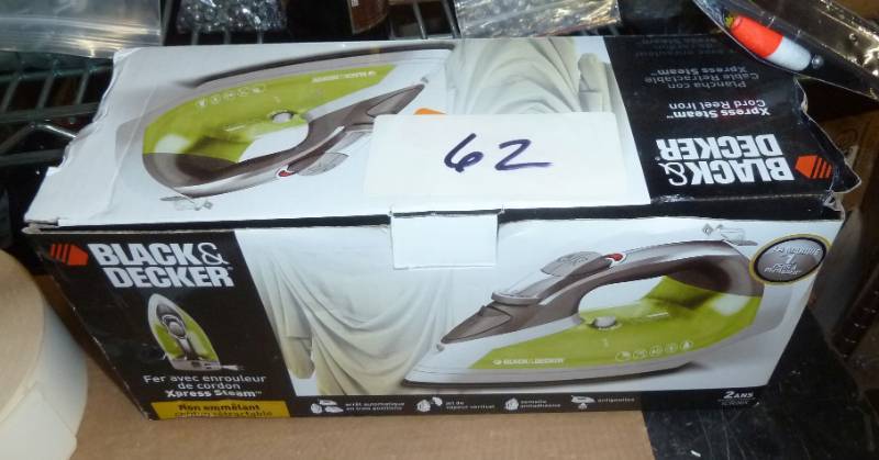 lot 62 image: Open box Black and Decker steam iro...