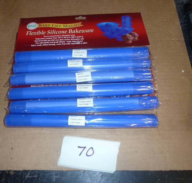 lot 70 image: six silicone baking sheets...