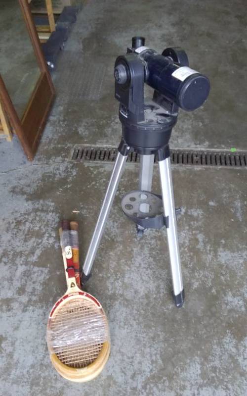 lot 13 image: Telescope, Wood Tennis Racquets