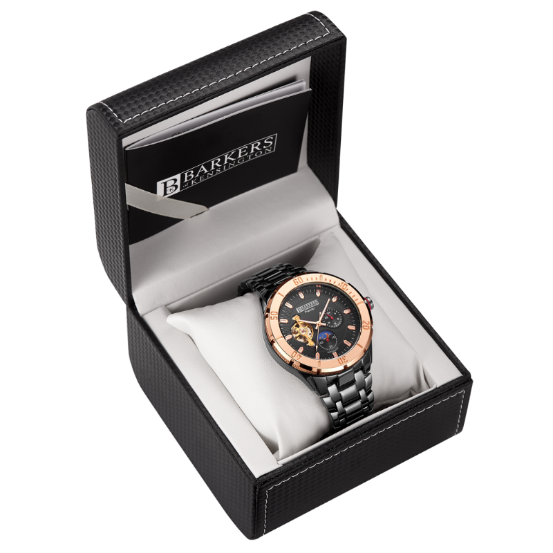 lot 76 image: Mens Premier Automatic Black & Rose Gold - $725 Retail