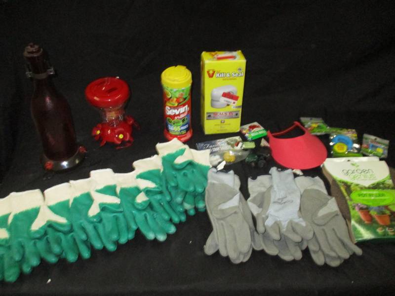 hummingbird feeders, waterproof gardening gloves, plant food, hermot crab shells and more