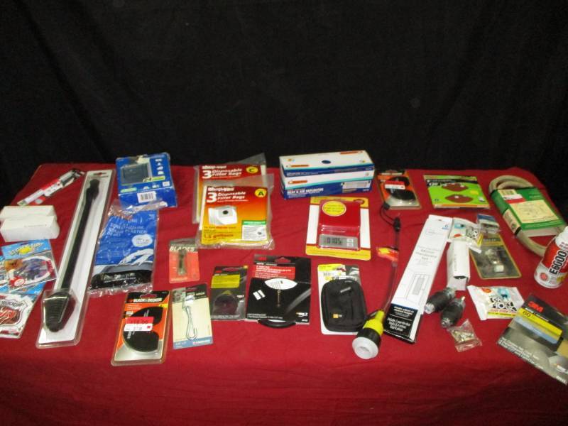 Scale, sanding pads, sand paper, pressure washer wand, belt, drill chucks, shop vac bags and more