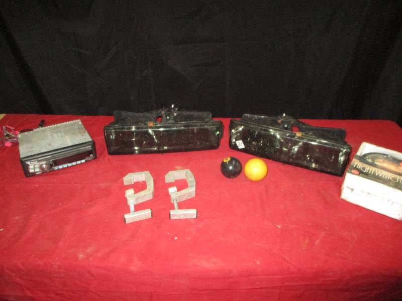 Alpine Cd Reciever, S-10 Aftermarket headlamps, pool balls, clamps for topper, and fog light