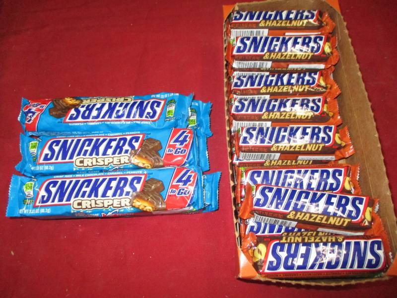 26 Snickers Hazel Nut and Large CRISPER bars