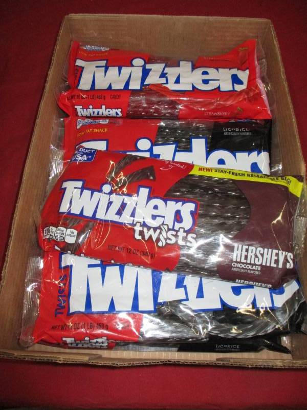 7 big bags of licorice red and black