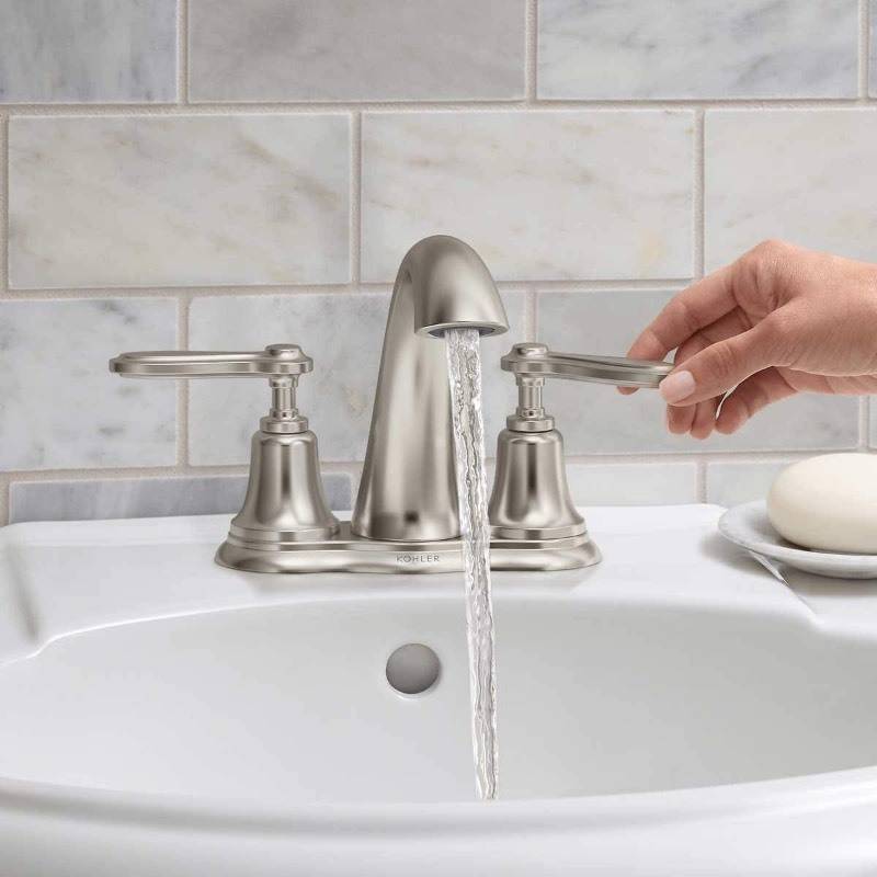 lot 35 image: Kohler Bellwood Brushed Nickle Bathroom Faucet- NEW
