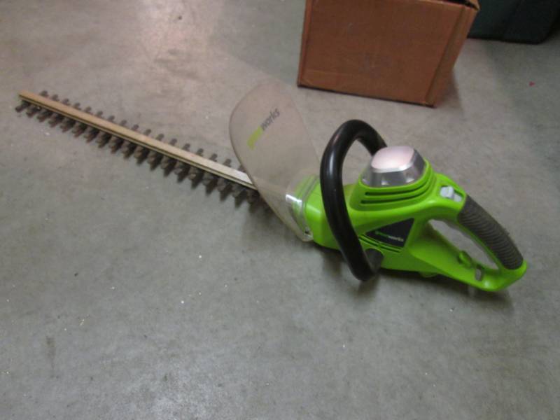 lot 9 image: Green Works 24 Electric Hedge Trim...