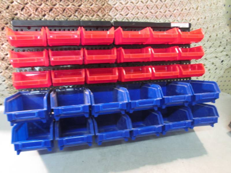 lot 5 image: 30 Bin Wall Mount Parts Rack 25 14...