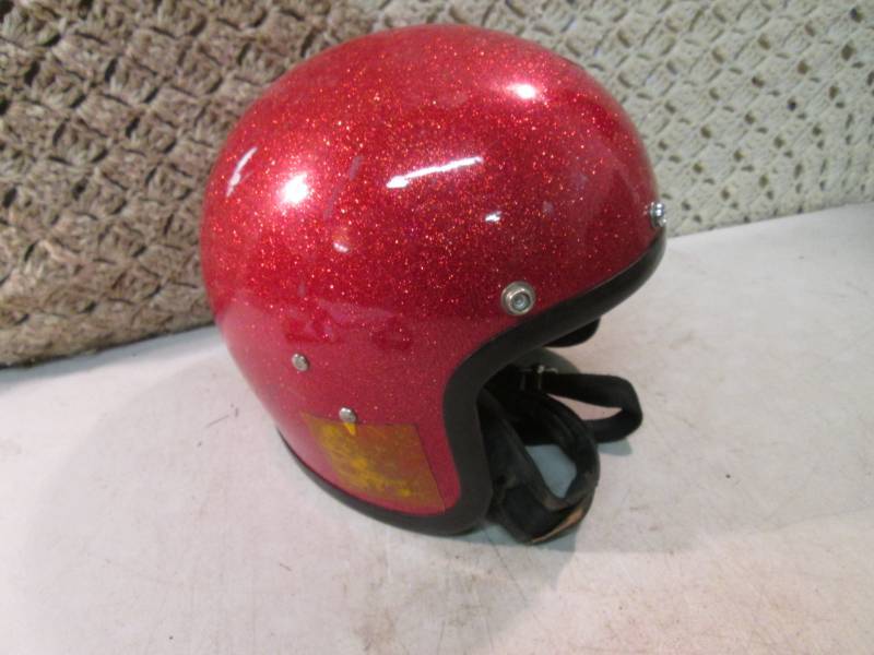 lot 79 image: Vintage Red Metal Flake Helmet  RMD...