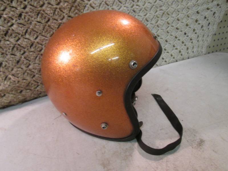 lot 80 image: Vintage Gold Metal Flake Helmet  RM...