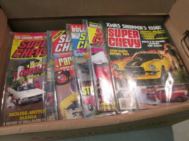 lot 86 image: Box Full of Super Chevy Magazines L...